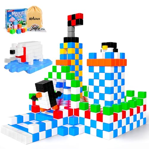 Apluses Magnetic Blocks Magnet Building Toys for Toddlers Preschool Sensory Autism STEM Toys for 3 Year Old Boys Girls Magnetic Cubes as for Kids Ages 35 48 - Image 1