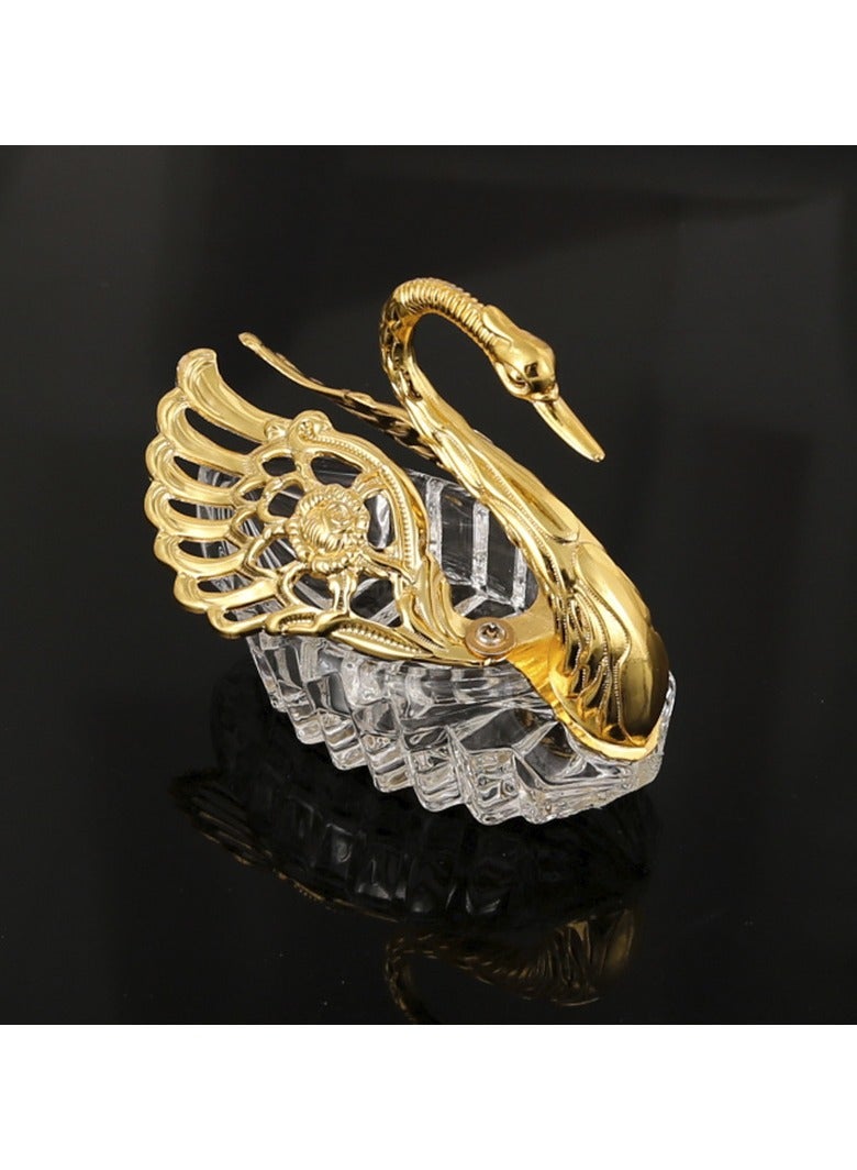 عام وعاء سكر على شكل بجعة من الكريستال، إناء توابل مطبخي فاخر، يجمع بين الوظائف العملية والزينة المصنوعة من المعدن اليدوي الراقي. - Image 1