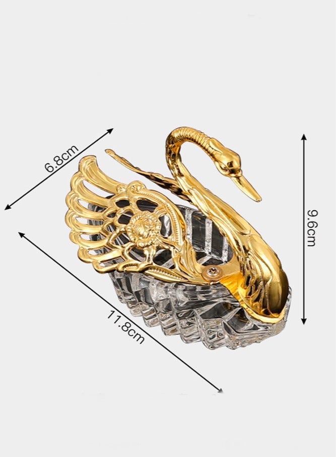 عام وعاء سكر على شكل بجعة من الكريستال، إناء توابل مطبخي فاخر، يجمع بين الوظائف العملية والزينة المصنوعة من المعدن اليدوي الراقي. - Image 4