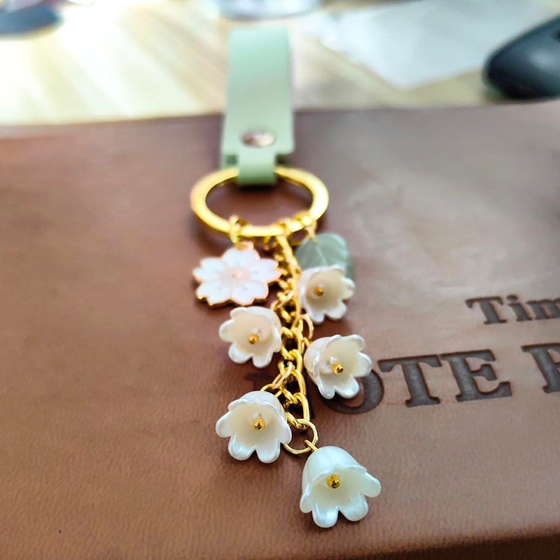 Meimimix Lily of the valley Flower Leaf Charms Keychain Leather Chains Tassel Keyring Jewellery Purse Bag Accessories - Image 4