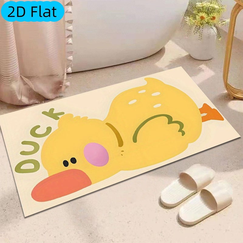 Cartoon Duck Bath Mat 60x90cm Soft Flannel Machine Washable For Bathroom Bedroom Decor - Image 1
