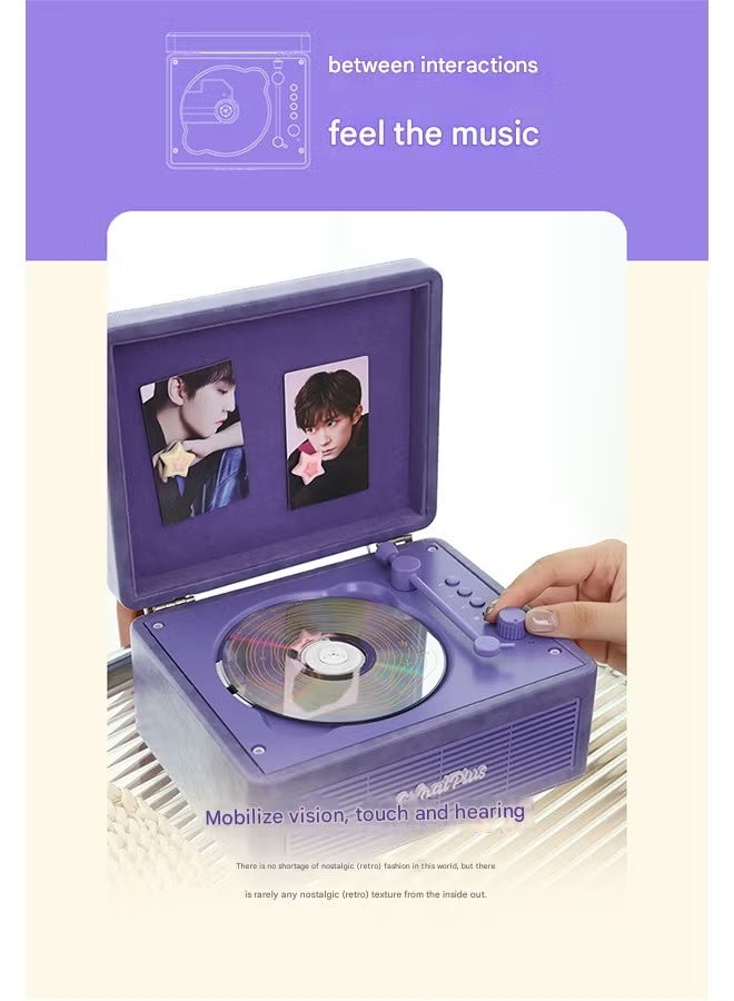 وات بلس مشغل أقراص مضغوطة WhatPlus C300؛ مشغل أقراص مضغوطة جلدي قابل لإعادة الشحن مع مكبرات صوت؛ جهاز إرسال بلوتوث؛ هدية احتفالية؛ مشغل موسيقى خلفية للديكور المنزلي - Image 3