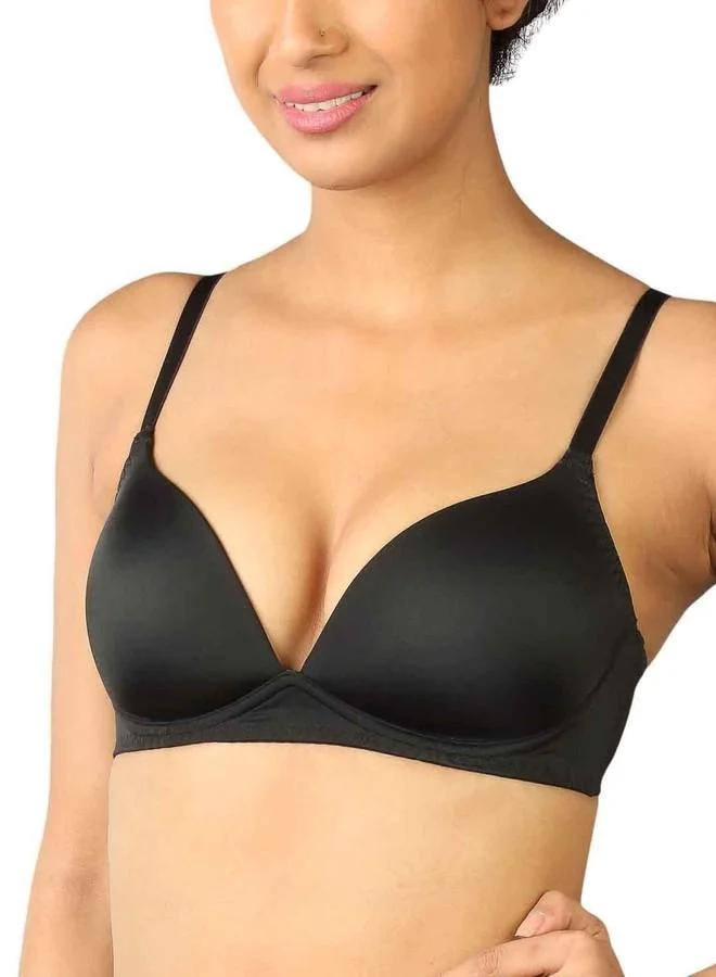 ترايامف Triumph T-Shirt Bra for Women Padded Non Wired Everyday Bra Invisible Wireless Seamless Lingerie Soft Moulded PU Cup Support Comfortable Smooth Microfiber T-Shirt Bra Black 36B Pack of 1