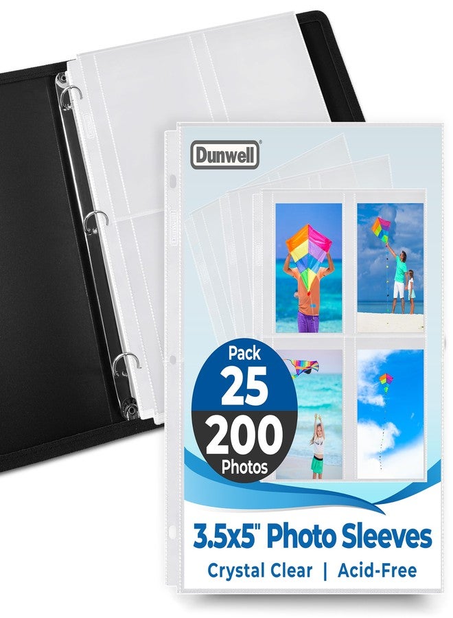 Dunwell Photo Sleeves for 3-Ring Binder, (3.5x5, 25 Pack) for 200 Pictures, Each Photo Page Holds 8 Pictures or 4 Seed Packets, Acid-Free Poly Plastic 3.5 x 5 Album Refill Pages - Image 1