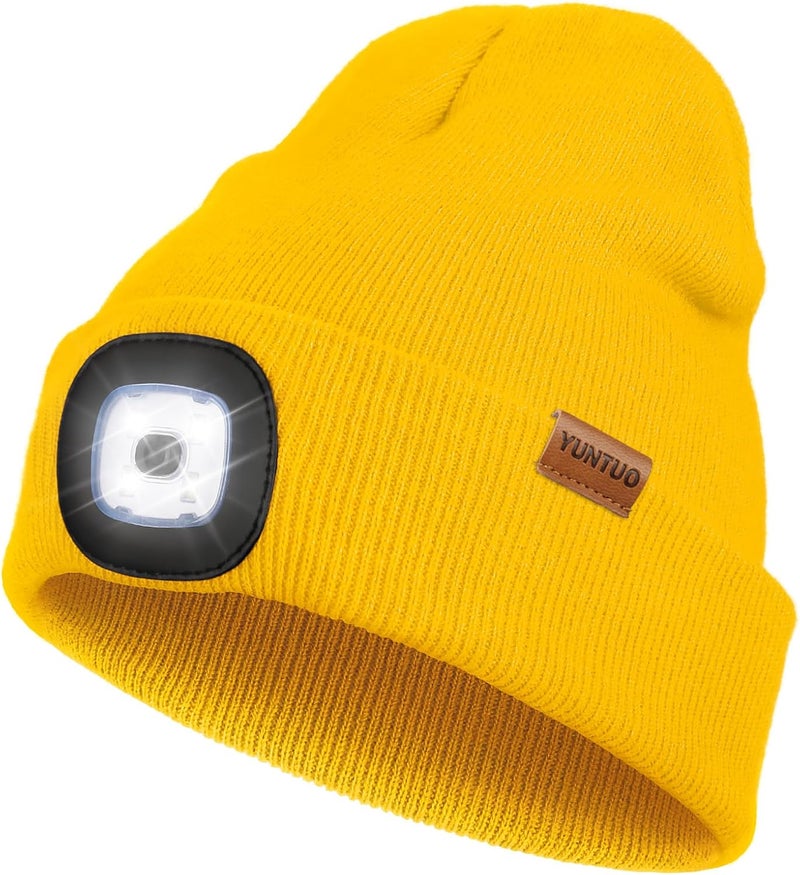 YunTuo Store LED Beanie with The Light, Unisex USB Rechargeable Headlamp Winter Knitted Cap Gifts for Men Dad Husband Him - Image 1