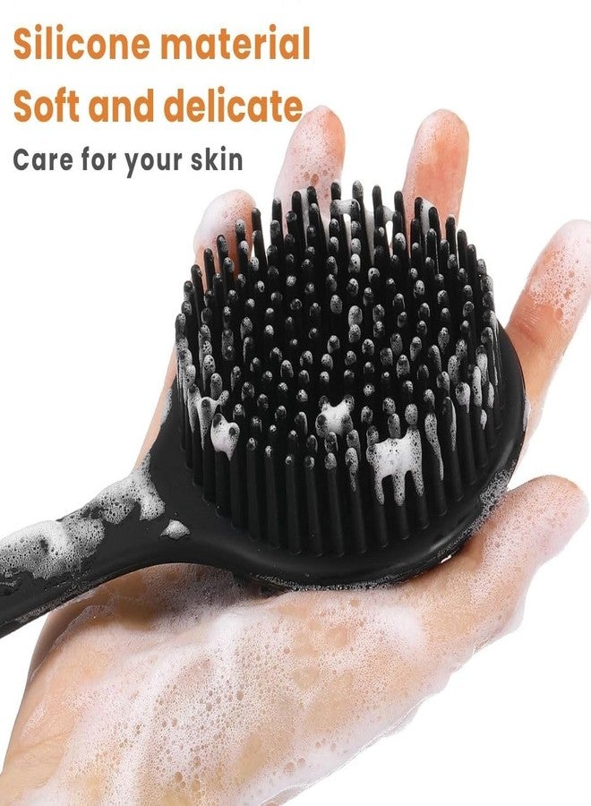 HOYEHOLA Soft Silicone Back Scrubber with Long Handle for Shower & Bath | Flexible Exfoliating Brush with Gentle Bristles for Smooth Skin | Body Scrubber for Men, Women & Boys | Ideal for Body Wash & Bathing (Black) - Image 2