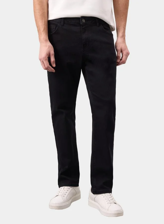 DeFacto DeFacto Men's Black Dark Wash Straight Leg Jeans