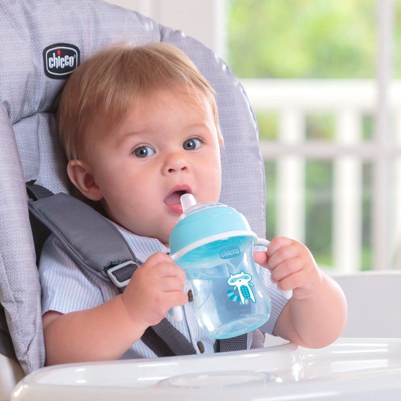 Chicco Transition Sippy Cup with Silicone Spout and Spill-Free Lid 7oz.| Calibration Markings | Removable Handles | Top-Rack Dishwasher Safe | Easy to Hold with Ergonomic Indents |Blue| 4+ months - Image 2