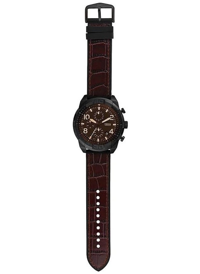 FOSSIL Fossil men's quartz watch, chronograph and leather strap -FS5713  - Image 3