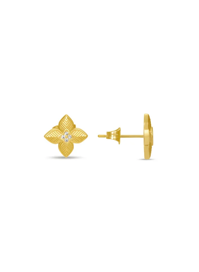 POLICE Sericea Gold Floral Stud Earrings for Women