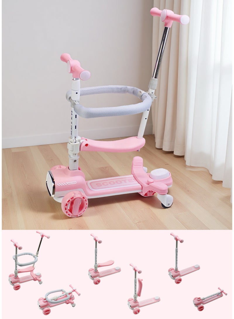 إيزي فيتشور سكوتر إيزي فيوتشر 4 في 1 للأطفال الصغار مع مقعد قابل للإزالة، سكوتر ركل قابل للطي للأطفال، ارتفاع قابل للتعديل وقضيب دفع للوالدين، سياج للأطفال 360 درجة، سكوتر ثلاثي العجلات للأولاد والبنات من عمر 1 إلى 12 عامًا - Image 1