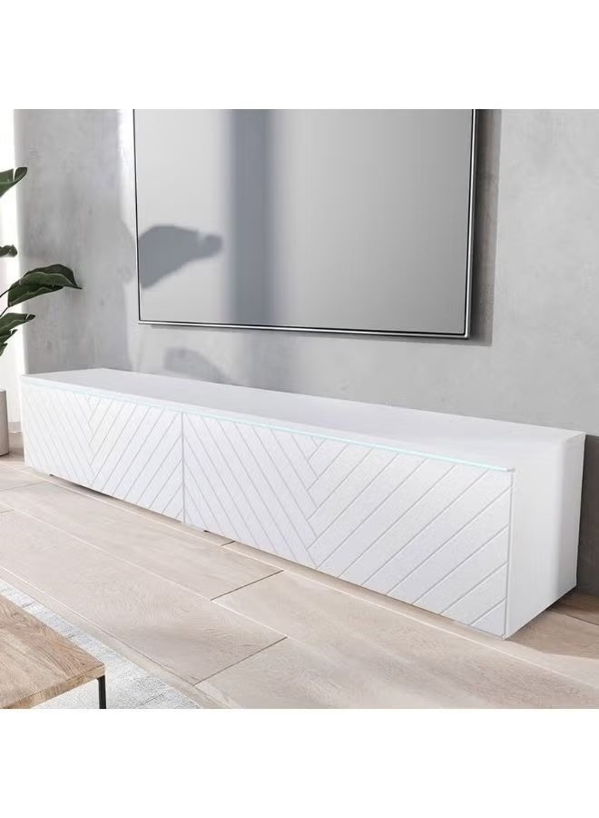 Al Zakharef Furniture Al Zakharef Alone TV Stand – Modern White Entertainment Unit (180cm) - Image 3