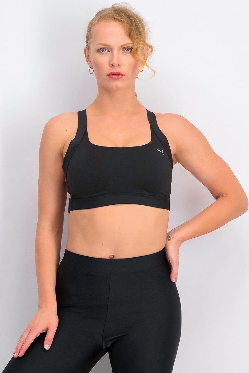 PUMA Women Lightly Padded Training Sports Bra, Black  - Image 1