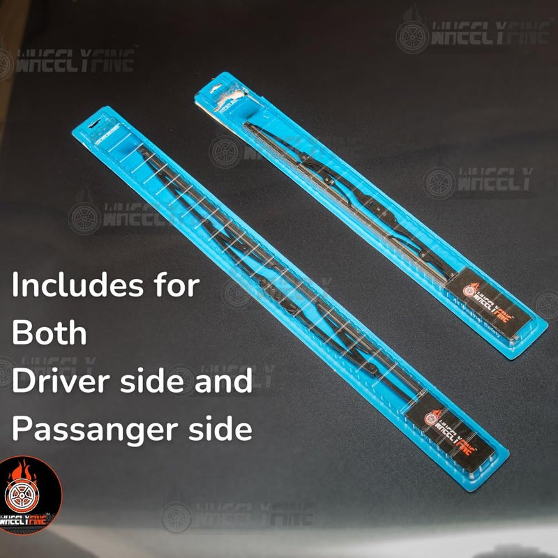 Wheelyfine Windshield Car Wiper Blades Metal Frame Water Repellant Cleaning Wiper Blades Refills Best for Force Gurkha (1998 Onwards) Dr 16"/Pa 16" - Image 4