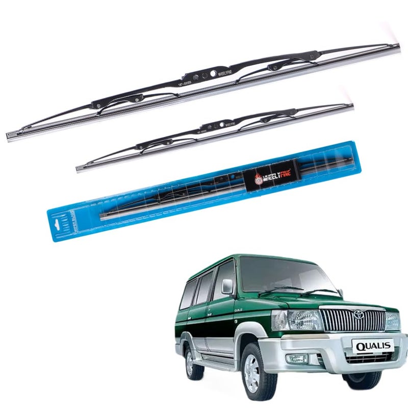 Wheelyfine Windshield Car Wiper Blades Metal Frame Water Repellant Cleaning Wiper Blades Refills Best for Force Gurkha (1998 Onwards) Dr 16"/Pa 16" - Image 1