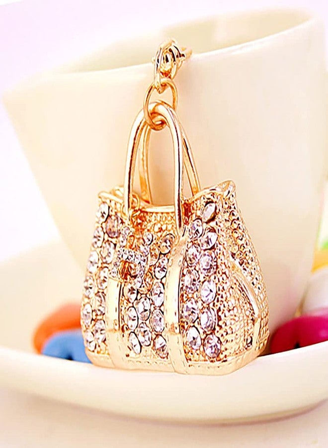 MONNEL MZ930 Gorgeous Crystal Big 3D Handbag Charm Pendant Lobster Clasp Key Ring Keychain (Gold) - Image 3