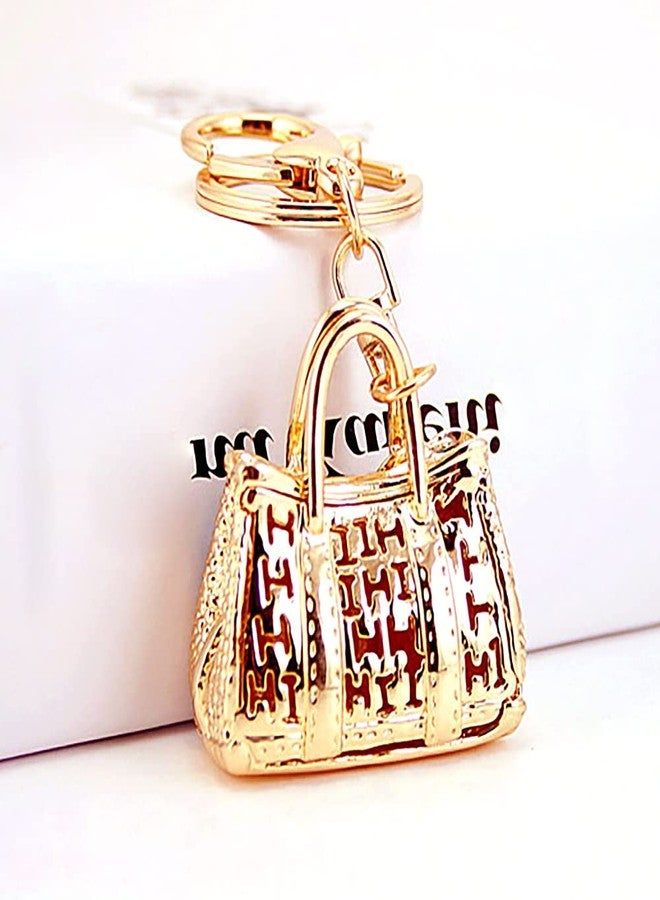 MONNEL MZ930 Gorgeous Crystal Big 3D Handbag Charm Pendant Lobster Clasp Key Ring Keychain (Gold) - Image 4
