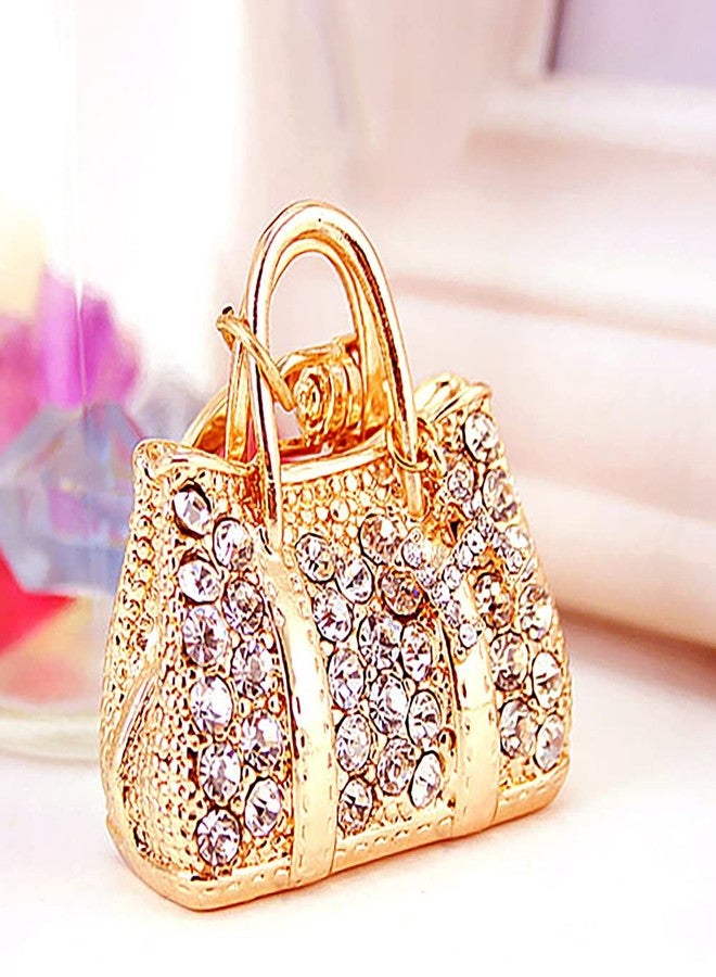 MONNEL MZ930 Gorgeous Crystal Big 3D Handbag Charm Pendant Lobster Clasp Key Ring Keychain (Gold) - Image 2