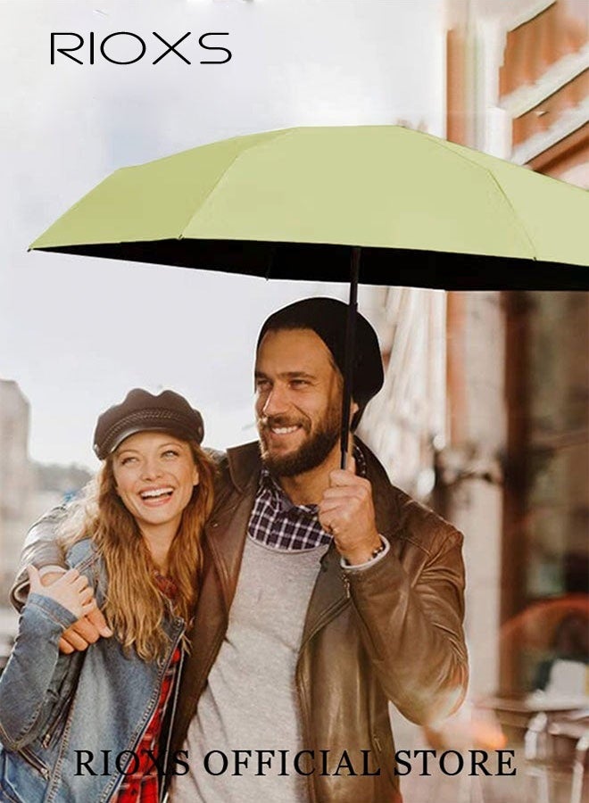 RIOXS Mini Sun Protection Umbrella for Women, 50% Off Black Vinyl Portable Compact Manual Umbrella for Sun and Rain, Ultra-Lightweight UV Protection with Strap, Green - Image 5