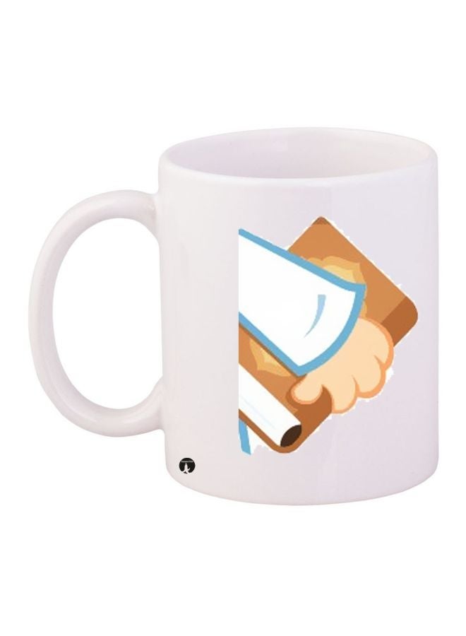 Book Printed Coffee Mug White/Brown/Blue 11ounce