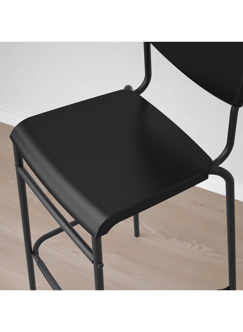Generic - Bar Stool - Bar Chair - Long Chair (Backrest Comfy Footrest Relaxed Sitting Posture) Black 74 cm - Image 1