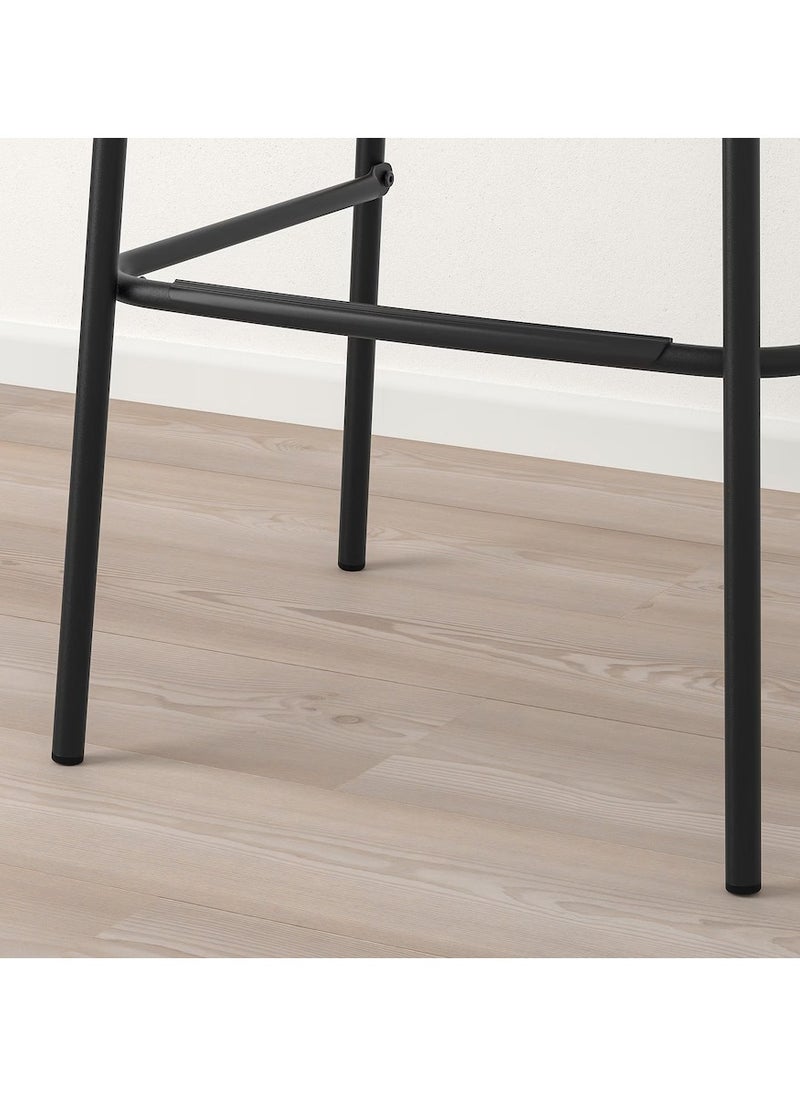 Generic - Bar Stool - Bar Chair - Long Chair (Backrest Comfy Footrest Relaxed Sitting Posture) Black 74 cm - Image 1