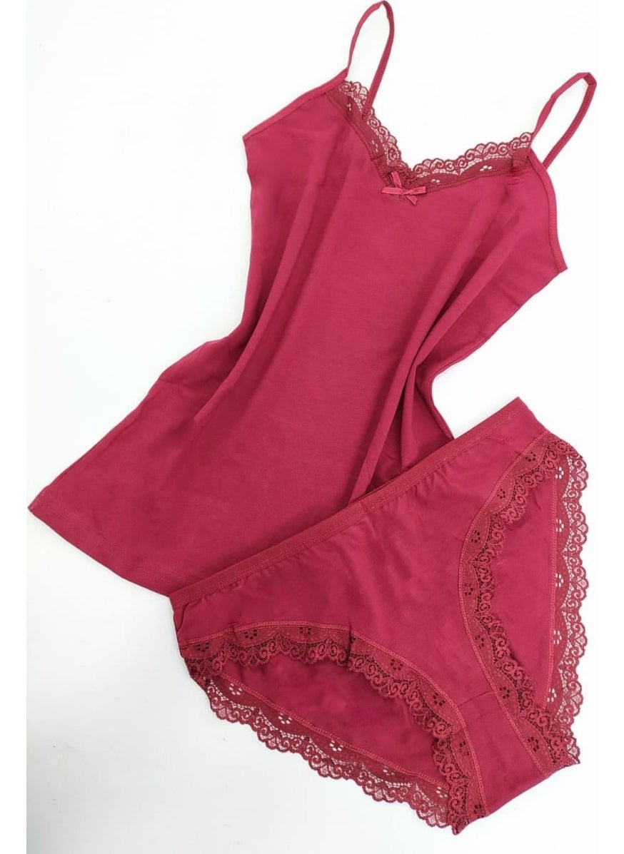 KOTA Women's Lace Detailed Undershirt Panties Set  - Image 1