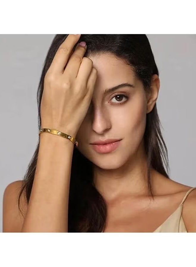 أوشن سوار الحب للنساء Gilrs مع أحجار الزيركونيا المكعبة ، المجوهرات المفصلات من الفولاذ المقاوم للصدأ مع سوار البيضاوي الكريستالي ، أفضل هدايا للحب مع عيد الحب - Image 3