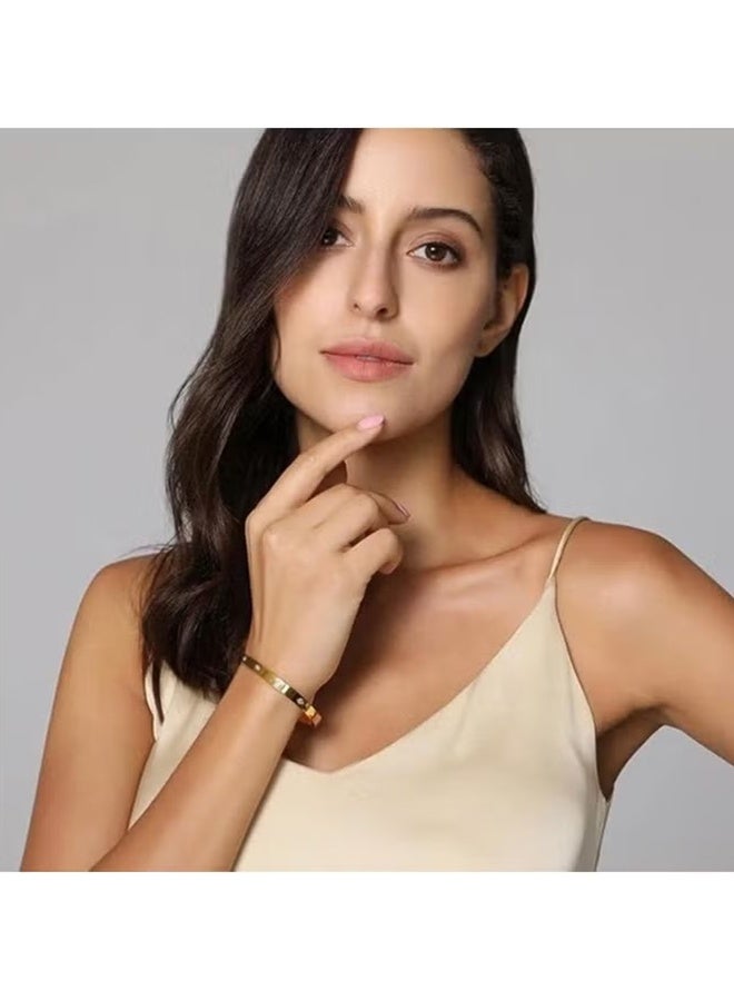 أوشن سوار الحب للنساء Gilrs مع أحجار الزيركونيا المكعبة ، المجوهرات المفصلات من الفولاذ المقاوم للصدأ مع سوار البيضاوي الكريستالي ، أفضل هدايا للحب مع عيد الحب - Image 4