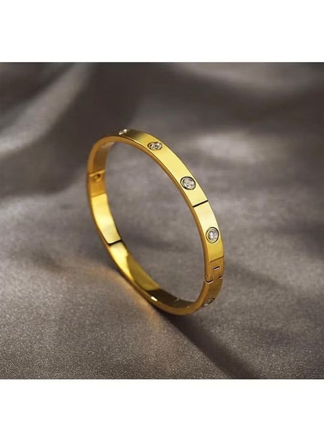 أوشن سوار الحب للنساء Gilrs مع أحجار الزيركونيا المكعبة ، المجوهرات المفصلات من الفولاذ المقاوم للصدأ مع سوار البيضاوي الكريستالي ، أفضل هدايا للحب مع عيد الحب - Image 5