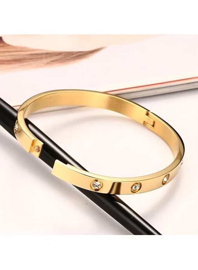 أوشن سوار الحب للنساء Gilrs مع أحجار الزيركونيا المكعبة ، المجوهرات المفصلات من الفولاذ المقاوم للصدأ مع سوار البيضاوي الكريستالي ، أفضل هدايا للحب مع عيد الحب - Image 2