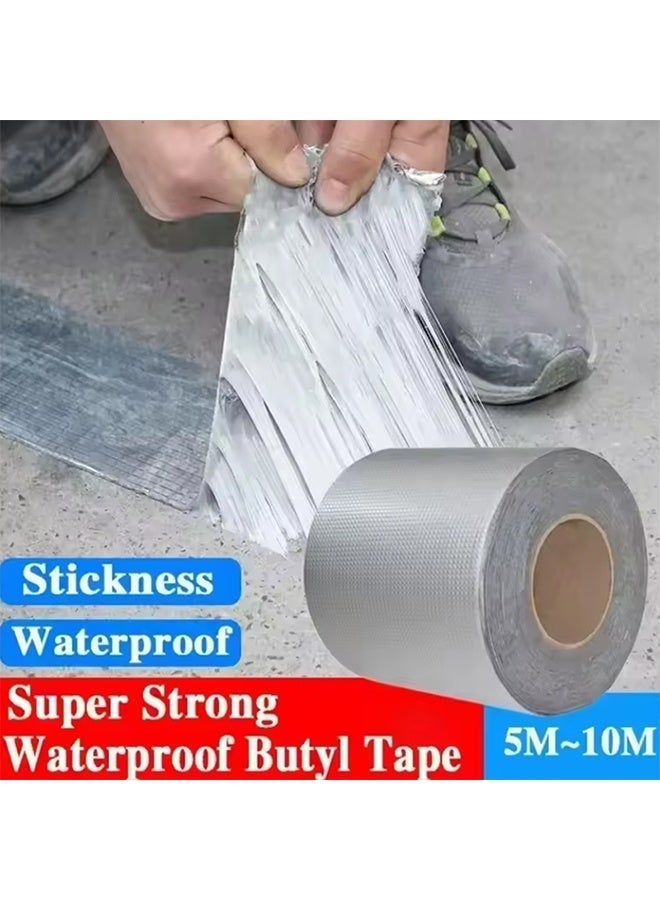 EHOME Waterproof Patch Duct Tape Aluminum Foil Butyl Tape for Roof Leak Surface Window Sill Gap Pipe Rupture,Outdoor Waterproof Leak Proof Repair Tape,Super Waterproof Strong Adhesive Tape-5*500cm - Image 2