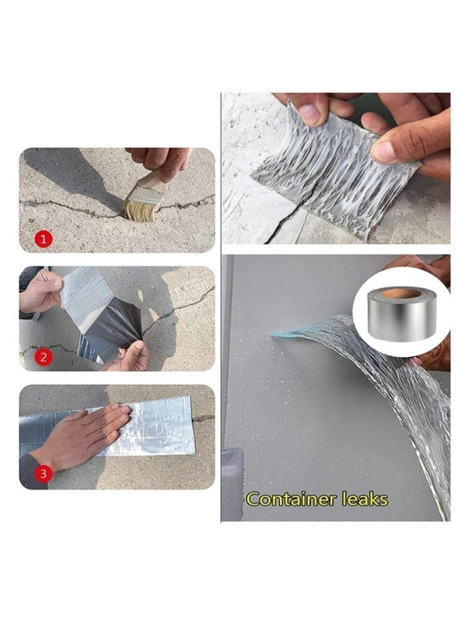 EHOME Waterproof Patch Duct Tape Aluminum Foil Butyl Tape for Roof Leak Surface Window Sill Gap Pipe Rupture,Outdoor Waterproof Leak Proof Repair Tape,Super Waterproof Strong Adhesive Tape-5*500cm - Image 5