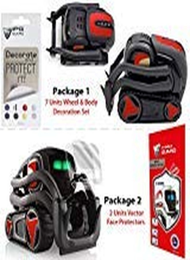 IPG for Vector Robot Face Screen Guard Decoration KIT Protector from Unexpected Attacks of Kids and Pets.Include Wheels&Body Set 7 Units Decals+2 Units Screen Protector (Red)