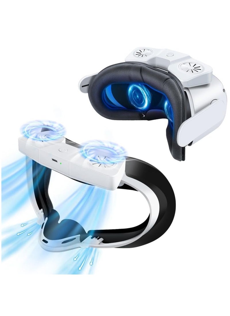 SYOSI - VR Cooling Fan for Oculus Quest 2, VR Air Circulation Cooler Fan with 2 Speed Double Fan-Sweat Proof PU Leather Face Cover, Compatible with VR Accessories Fan, Relieve Lens Fogging and Hot Air - Image 1