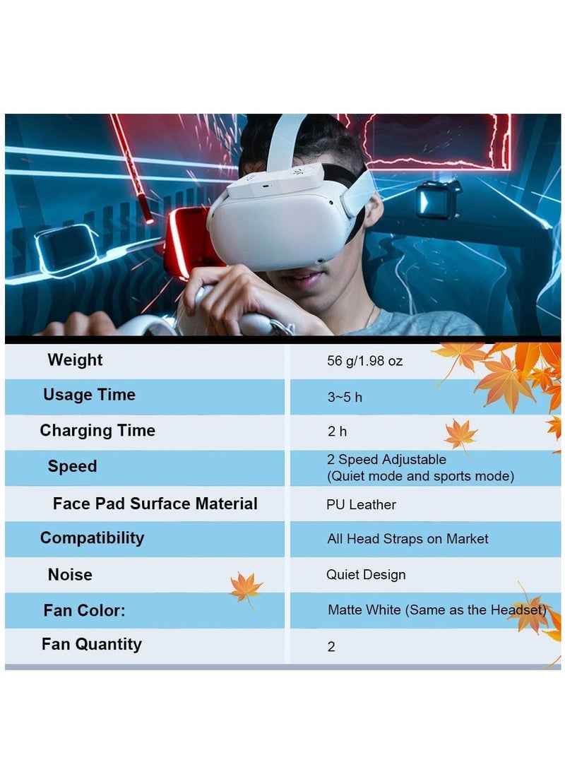 SYOSI - VR Cooling Fan for Oculus Quest 2, VR Air Circulation Cooler Fan with 2 Speed Double Fan-Sweat Proof PU Leather Face Cover, Compatible with VR Accessories Fan, Relieve Lens Fogging and Hot Air - Image 1