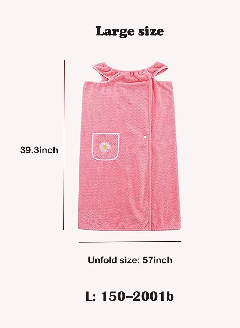 Women's Wearable Bath Towel Dress, Quick Dry Absorb Water Bathrobe, with Pocket Soft Bathroom Shower Wrap Towel  - Image 5