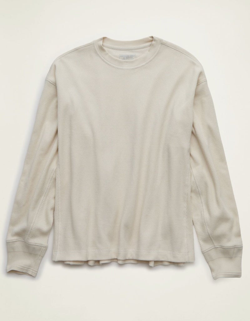 American Eagle AE Boxy Fit Garment-Washed Thermal Shirt - Image 5