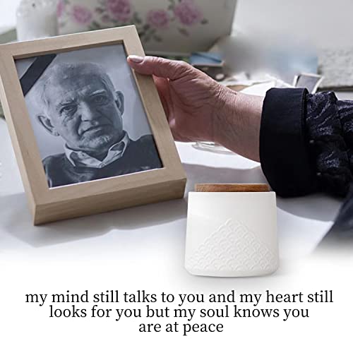 NS Online White Small Urn Ashes Keepsake - 4.3 inches Ceramic Sharing Sea Wave Decorative Urns, Capacity 30 Cubic inches Memorial Funeral urn for Human, Pets - Qnty 1 - Image 5
