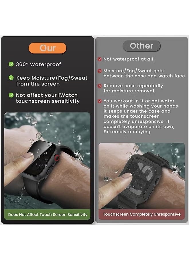 X-level - Protective Case Cover with Privacy Screen Protector for Apple Watch Series 9 8 7 6 5 4 SE Ultra 45mm, Hard PC Bumper Tempered Glass Waterproof Cover for iWatch Accessories, Black - Image 1
