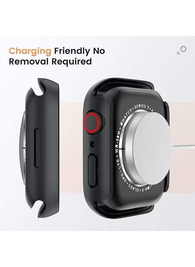 X-level - Protective Case Cover with Privacy Screen Protector for Apple Watch Series 9 8 7 6 5 4 SE Ultra 45mm, Hard PC Bumper Tempered Glass Waterproof Cover for iWatch Accessories, Black - Image 1
