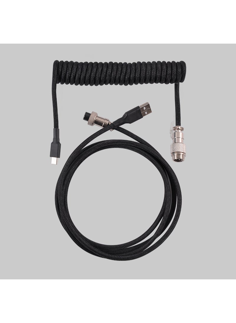 Generic Detachable Gaming Mechanical Keyboard Spring Cable Black 
