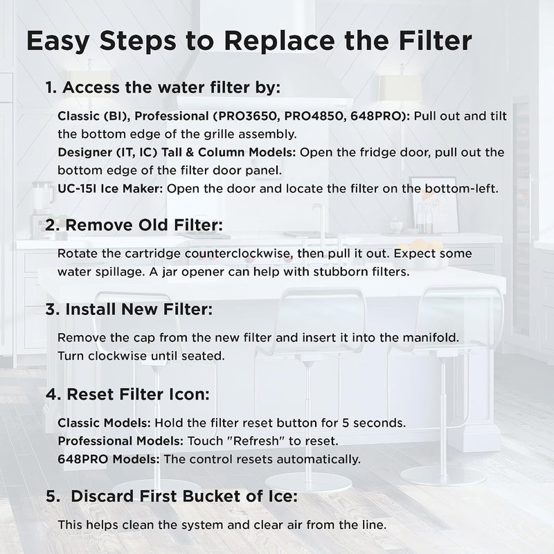 Subzero Sub-Zero Refrigerator Replacement Water Filter Cartridge and Air Filter Combo Pack 4204490 7007067 - Image 2