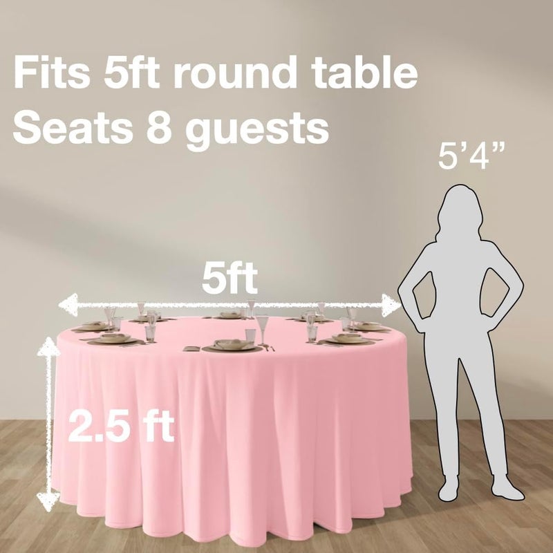 Urby Round Tablecloth for 5–6 FT Round Folding Table for 6–8 Guests, Mantel Redondo para Mesa de 6 Sillas, Ideal for Party, Wedding, Banquet and Events, 121.3 inches, Light Pink - Image 3