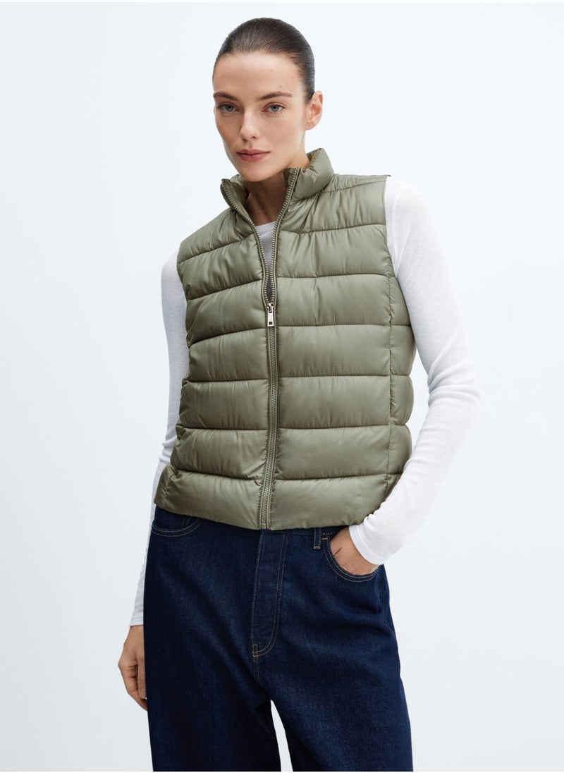 MANGO - Puffer Knitted Vest Coat - Image 1