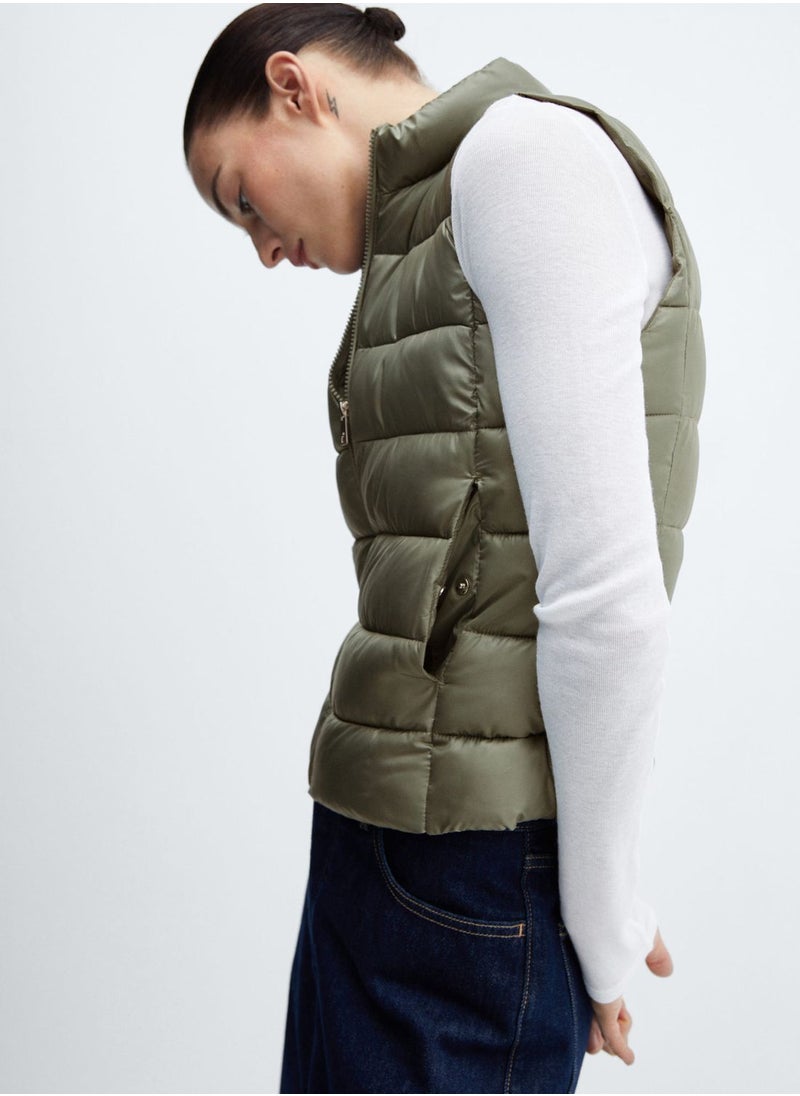 MANGO - Puffer Knitted Vest Coat - Image 1