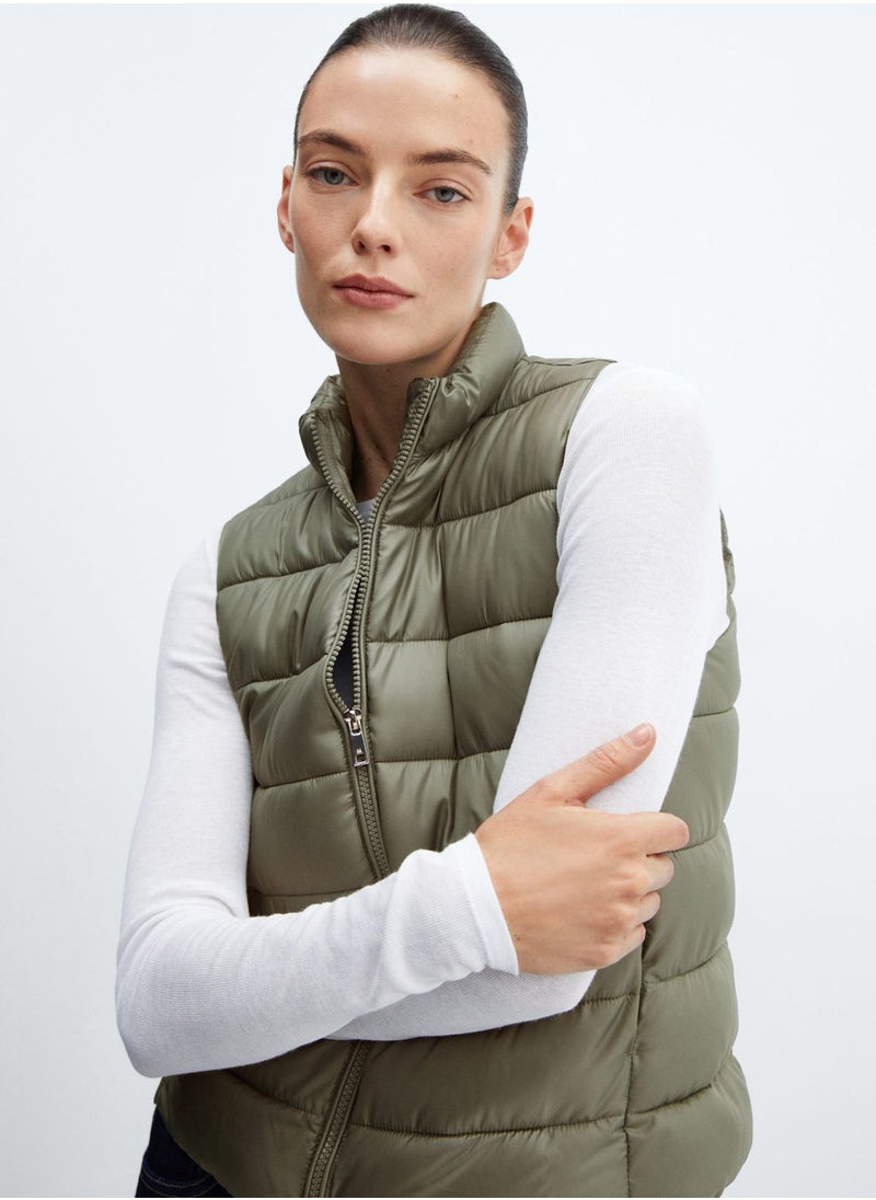 MANGO - Puffer Knitted Vest Coat - Image 1