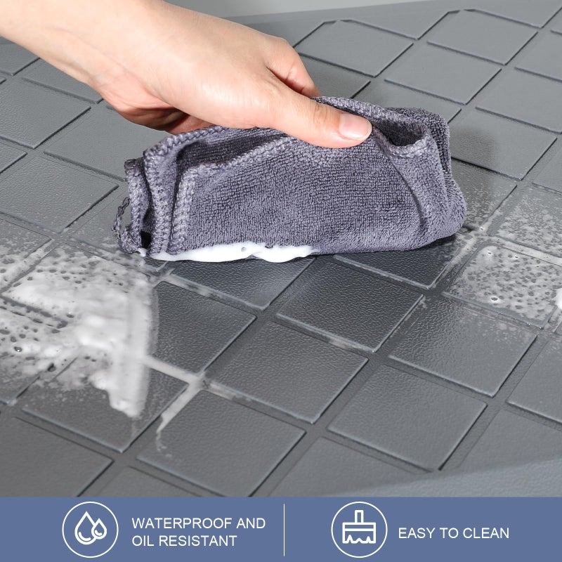 WEZVIX Cushioned Kitchen Mat 2 PCS, Anti Fatigue Kitchen Rugs, Heavy Duty Non-Skid, Ergonomic Comfort Foam Kitchen Floor Mat for Home, Office, Sink, Laundry - Grey - Image 5