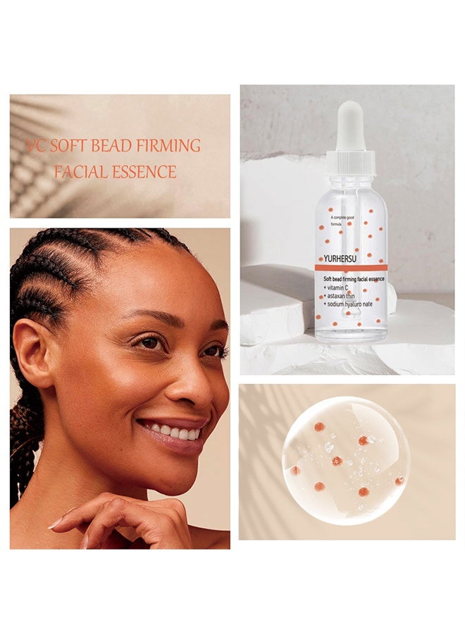 YURHERSU جوهر الوجه لشد الحبة الناعمة ، جوهر الوجه لشد اللؤلؤ الناعم بفيتامين سي ، تحسين الخط الدقيق ، تقوية إيقاظ البشرة ، ترطيب غني وليس المسام المتقلصة اللزجة ، تقليل تبخر الماء 30 مل - Image 4