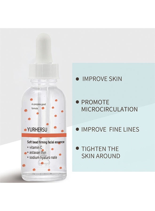 YURHERSU جوهر الوجه لشد الحبة الناعمة ، جوهر الوجه لشد اللؤلؤ الناعم بفيتامين سي ، تحسين الخط الدقيق ، تقوية إيقاظ البشرة ، ترطيب غني وليس المسام المتقلصة اللزجة ، تقليل تبخر الماء 30 مل - Image 3